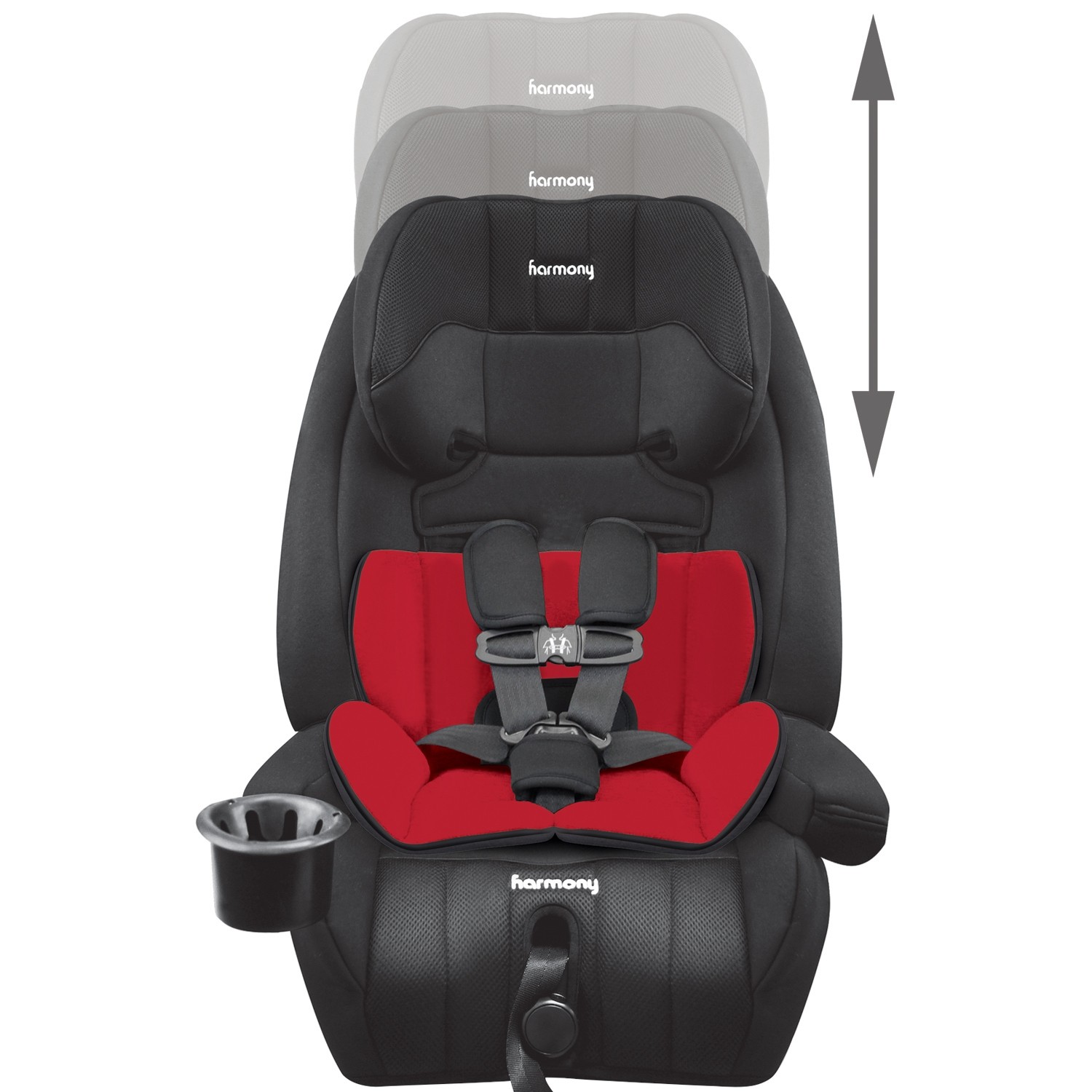Defender 360° Elite siège d'auto combinaison 3-en-1 - Minuit avec Coussin de soutien réversible Rouge et Noir